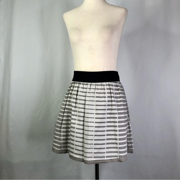 VINTAGE Club Monaco mini skirt elastic waist 100% cotton grey white POCKETS! - Picture 1 of 11